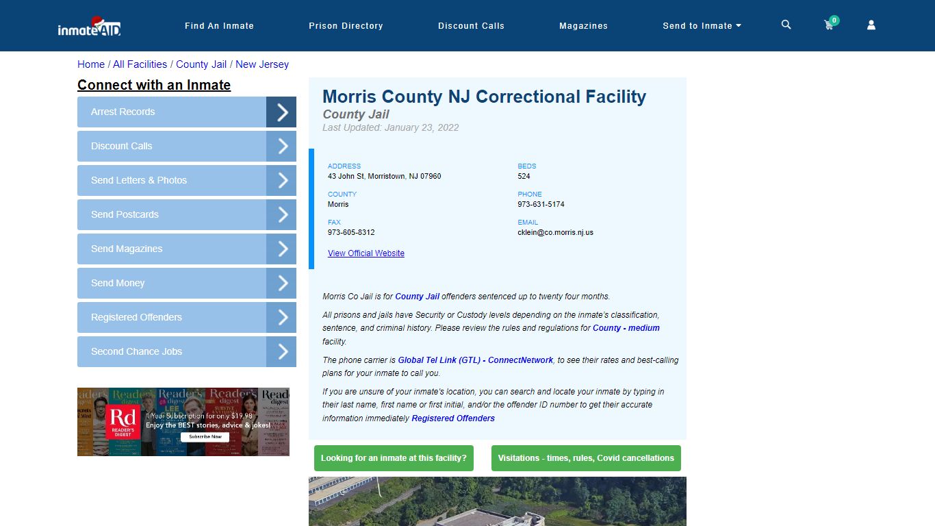 Morris County NJ Correctional Facility - Inmate Locator - Morristown, NJ