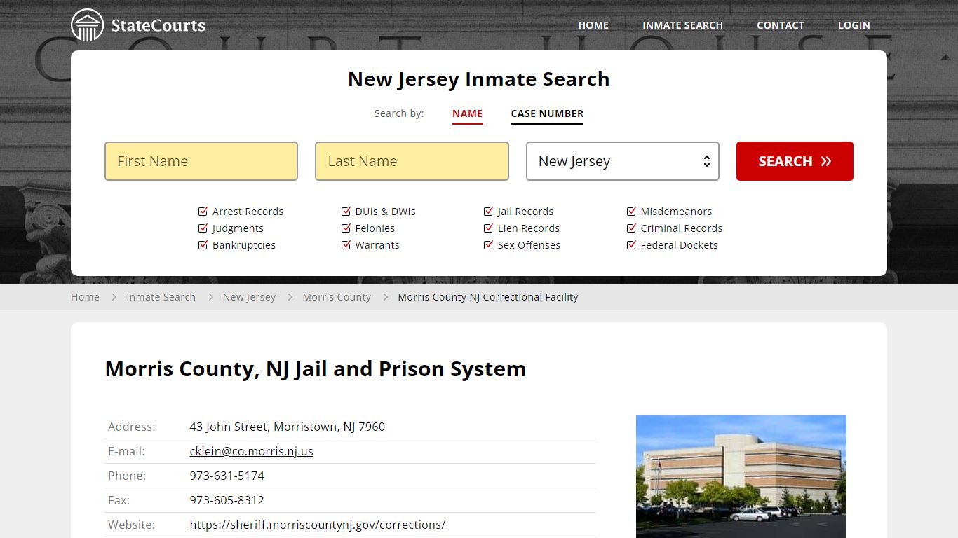 Morris County NJ Correctional Facility Inmate Records Search, New ...