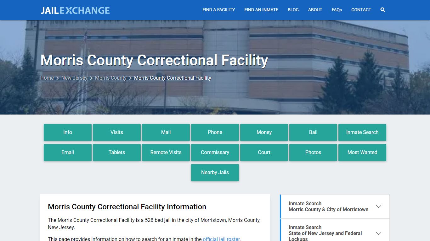 Morris County Correctional Facility, NJ Inmate Search, Information